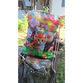 Hátizsák gyerek(cica mintával, sárga béléssel)