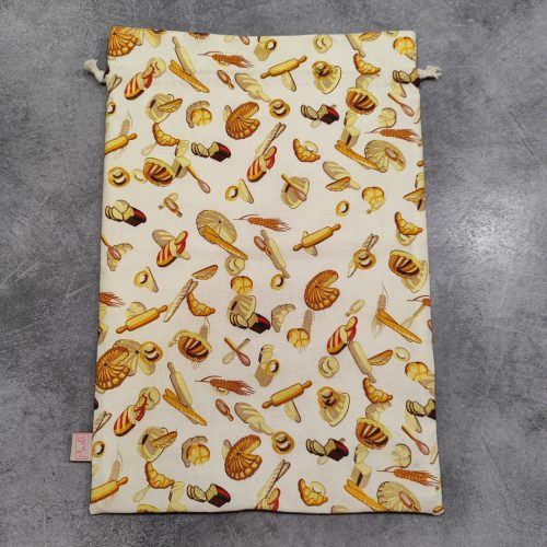 Frissen tartó kenyeres textil zsák, "Péksütis" mintával, Méret: 32x42 cm vagy 25x29 cm