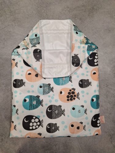 Frissen tartó kenyeres textil zsák, Halas mintával, Méret: 32x42 cm vagy 25x29 cm