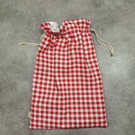   Frissen tartó kenyeres textil zsák, "Retro" piros-fehér kockás mintával, Méret: 32x42 cm vagy 25x29 cm