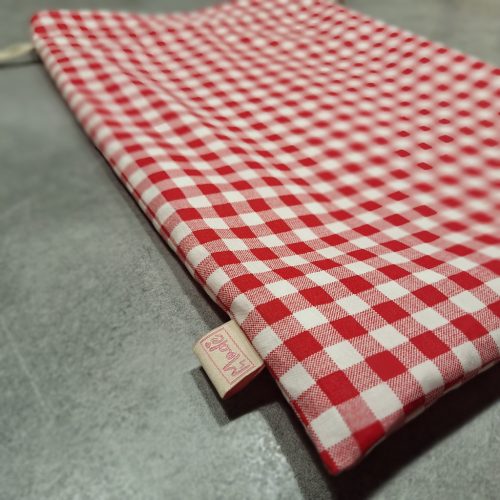 Frissen tartó kenyeres textil zsák, "Retro" piros-fehér kockás mintával, Méret: 32x42 cm vagy 25x29 cm