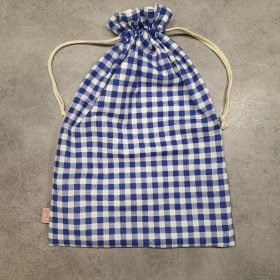  Frissen tartó kenyeres textil zsák, "Retro" kék-fehér kockás mintával, Méret: 32x42 cm vagy 25x29 cm
