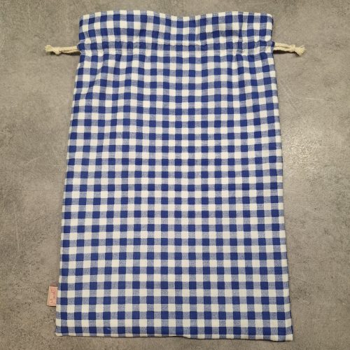 Frissen tartó kenyeres textil zsák, "Retro" kék-fehér kockás mintával, Méret: 32x42 cm vagy 25x29 cm