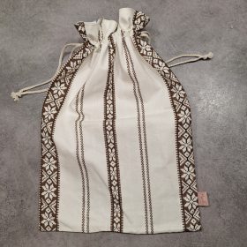  Frissen tartó kenyeres textil zsák, "Retro szőttes" mintával barna, Méret: 32x42 cm vagy 25x29 cm