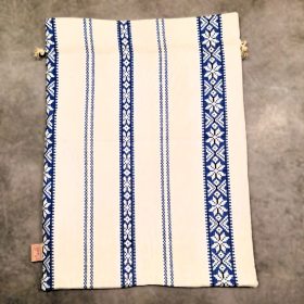   Frissen tartó kenyeres textil zsák, "Retro szőttes" mintával kék, Méret: 32x42 cm vagy 25x29 cm