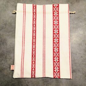   Frissen tartó kenyeres textil zsák, "Retro szőttes" mintával piros, Méret: 32x42 cm vagy 25x29 cm