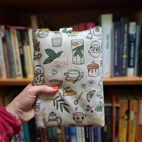 Könyv szütyi /könyv borító /könyv tartó "teadélután" mintával
