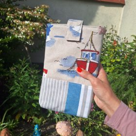   Könyv szütyi /könyv borító /könyv tartó "tengerpart" mintával