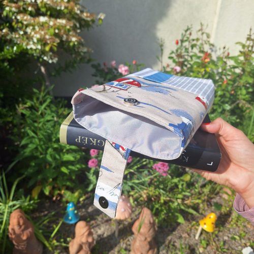 Könyv szütyi /könyv borító /könyv tartó "tengerpart" mintával