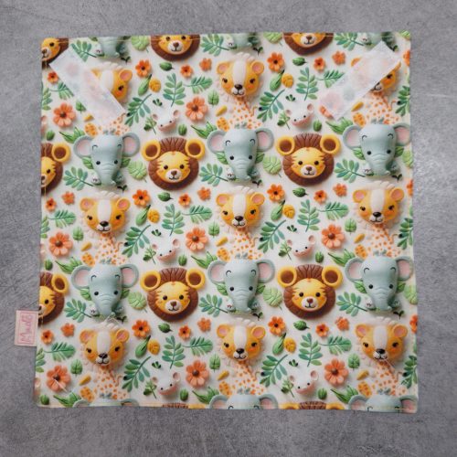 "Állatkert"- Újrahasználható, mosható, pamut textil szalvéta, Újraszalvéta, Re-szalvéta, mérete 27x27cm