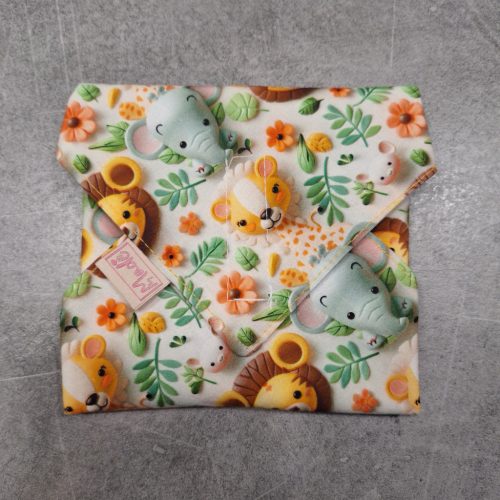 "Állatkert"- Újrahasználható, mosható, pamut textil szalvéta, Újraszalvéta, Re-szalvéta, mérete 27x27cm