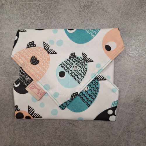 "Halas"- Újrahasználható, mosható, pamut textil szalvéta, Újraszalvéta, Re-szalvéta, mérete 27x27cm