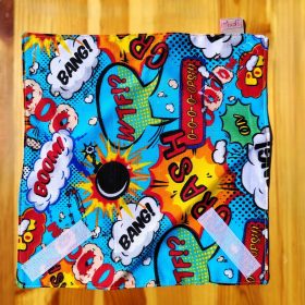   "Képregény"- Újrahasználható, mosható, pamut textil szalvéta, Újraszalvéta, Re-szalvéta, mérete 27x27cm