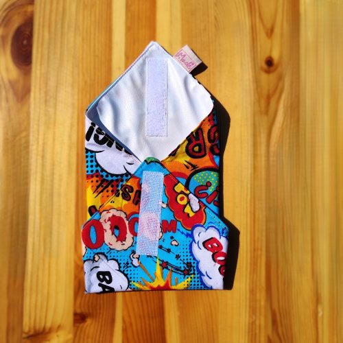 "Képregény"- Újrahasználható, mosható, pamut textil szalvéta, Újraszalvéta, Re-szalvéta, mérete 27x27cm