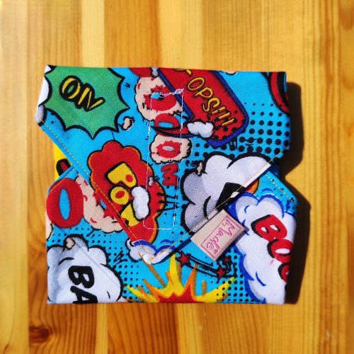 "Képregény"- Újrahasználható, mosható, pamut textil szalvéta, Újraszalvéta, Re-szalvéta, mérete 27x27cm