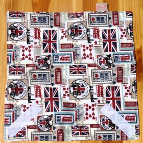   "London Love"- Újrahasználható, mosható, pamut textil szalvéta, Újraszalvéta, Re-szalvéta, mérete 27x27cm