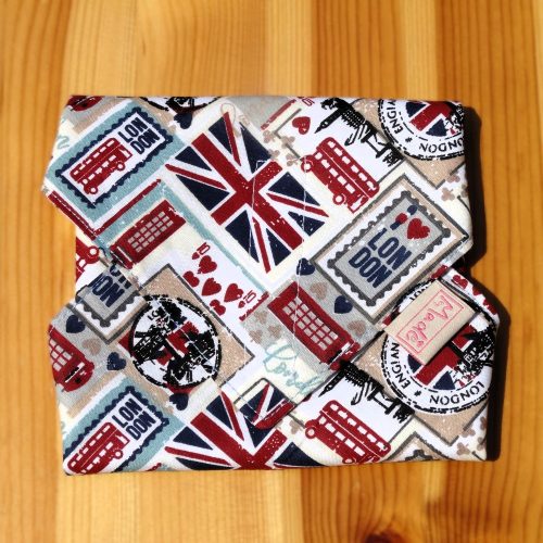 "London Love"- Újrahasználható, mosható, pamut textil szalvéta, Újraszalvéta, Re-szalvéta, mérete 27x27cm