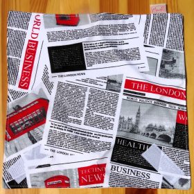   "London News"- Újrahasználható, mosható, pamut textil szalvéta, Újraszalvéta, Re-szalvéta, mérete 27x27cm
