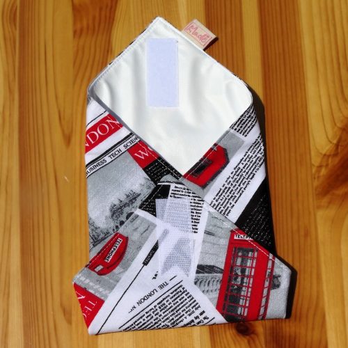 "London News"- Újrahasználható, mosható, pamut textil szalvéta, Újraszalvéta, Re-szalvéta, mérete 27x27cm