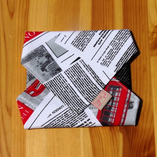 "London News"- Újrahasználható, mosható, pamut textil szalvéta, Újraszalvéta, Re-szalvéta, mérete 27x27cm