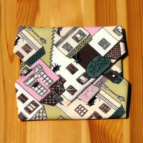 "Macska falva"- Újrahasználható, mosható, pamut textil szalvéta, Újraszalvéta, Re-szalvéta, mérete 27x27cm