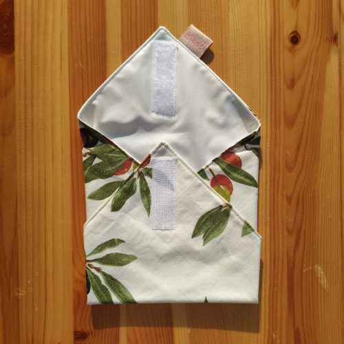 "olajbogyós"- Újrahasználható, mosható, pamut textil szalvéta, Újraszalvéta, Re-szalvéta, mérete 27x27cm