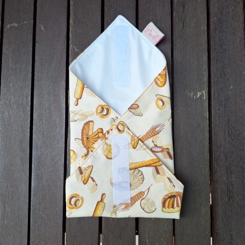 "Péksütis"- Újrahasználható, mosható, pamut textil szalvéta, Újraszalvéta, Re-szalvéta, mérete 27x27cm