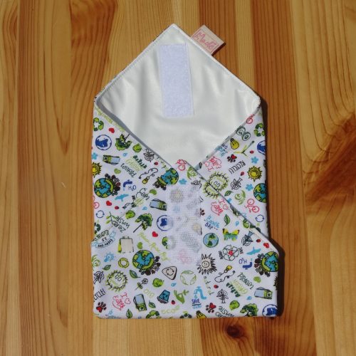 "Újra és újra"- Újrahasználható, mosható, pamut textil szalvéta, Újraszalvéta, Re-szalvéta, mérete 27x27cm