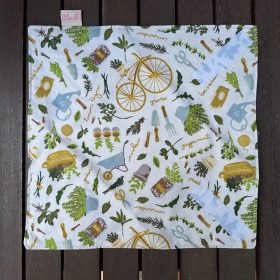   "Zöldfűszeres"- Újrahasználható, mosható, pamut textil szalvéta, Újraszalvéta, Re-szalvéta, mérete 27x27cm