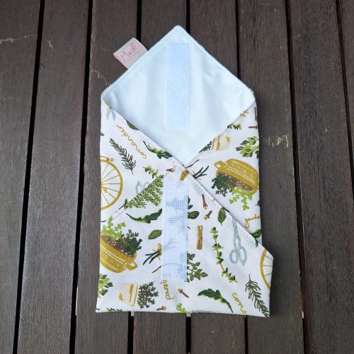 "Zöldfűszeres"- Újrahasználható, mosható, pamut textil szalvéta, Újraszalvéta, Re-szalvéta, mérete 27x27cm