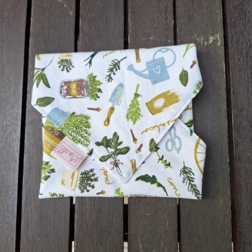 "Zöldfűszeres"- Újrahasználható, mosható, pamut textil szalvéta, Újraszalvéta, Re-szalvéta, mérete 27x27cm