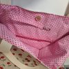 Cseresznyés mintás vászontáska béléssel (rózsaszín-pink pöttyös béléssel, zsebbel)